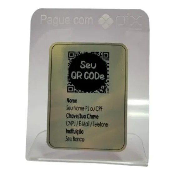 Placa Pague Com Pix Comércio Display Personalizada Qr Code