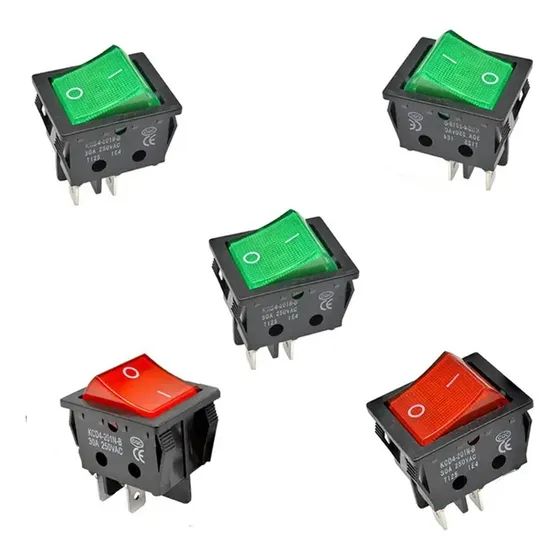 Boton Balancin 5 Piezas Switch On Off 30a Iluminado Surtido Verde