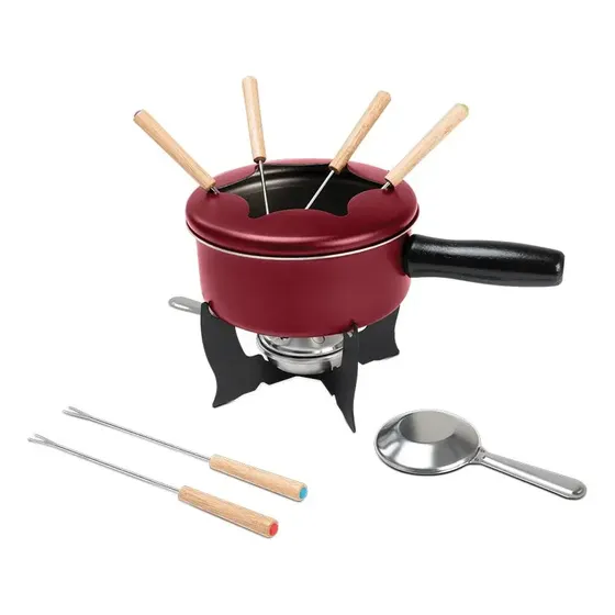 Conjunto Para Fondue Brinox 10 Peças Vermelho Borgonha