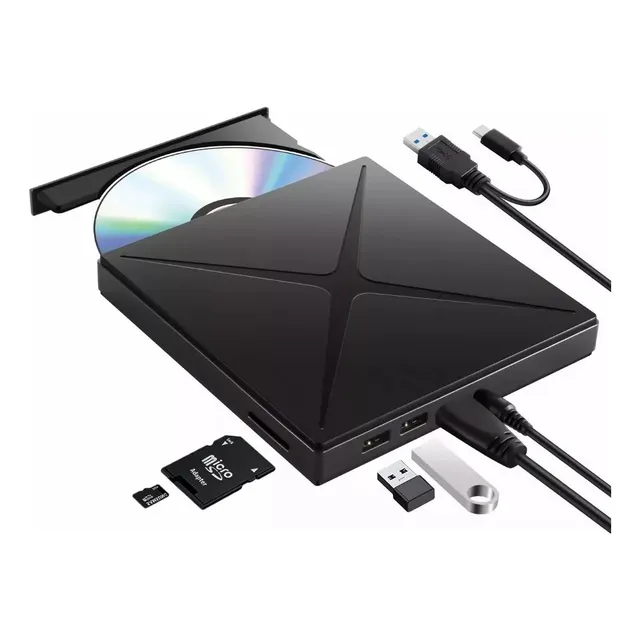 Lector Dvd Externo Quemador Cd Grabador Lectora Usb Y Tipo C