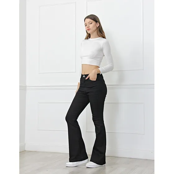 Jean Osadas Oxford Pantalón Mujer Elastizado Tiro Alto