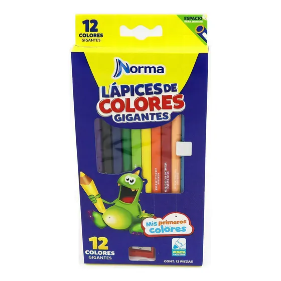 Lapices De Colores Jumbo Norma  Triangulares 12pz Preescolar