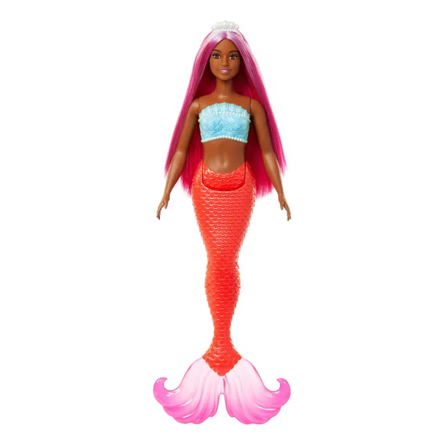 Doll Barbie Mermaid W/ Magenta Fantasy Hair & Headband