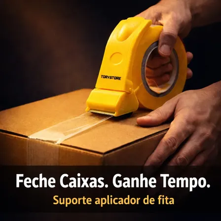 Suporte Aplicador De Fita Adesiva Larga Grande 50mm Com Cortador Dispensador Manual Durex Transparente Fechar Caixas Embalagem Logística Escritório Expedição Pacotes Torvstore Amarelo