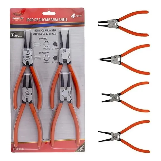 Alicate Extrator De Anéis Kit Alicates Bico Curvo E Reto Corneta