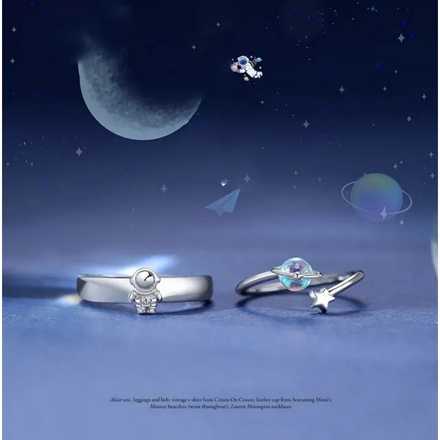 Anillo Astronauta Pareja Novios Compromiso Amor Tu Y Yo