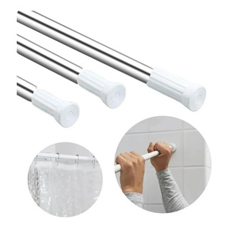 Tubo Cortina Baño Ajustable Sin Perforaciones Muro 70-120cm Tubo Cortina Baño Ajustable Sin Perforaciones Muro 70-120cm