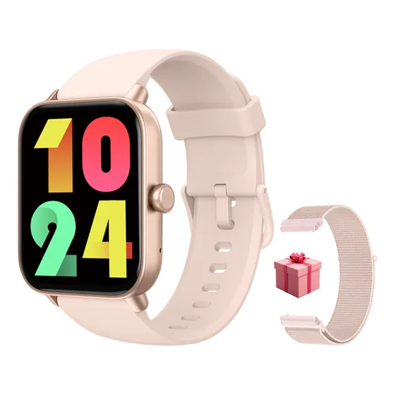 Reloj inteligente para mujeres y hombres, reloj de fitness para Android y iPhone con mensajes de texto y llamadas (hacer y recibir llamadas), Alexa Incorporada, Pantalla táctil de 1,8 -rosa