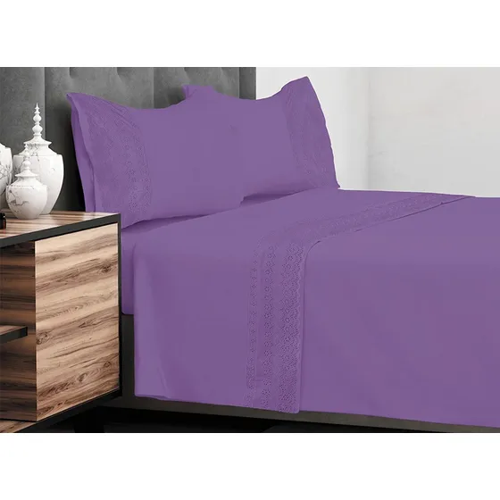Juego De Sabanas Broderie 2 Plazas Doral  50%algodón144hilos