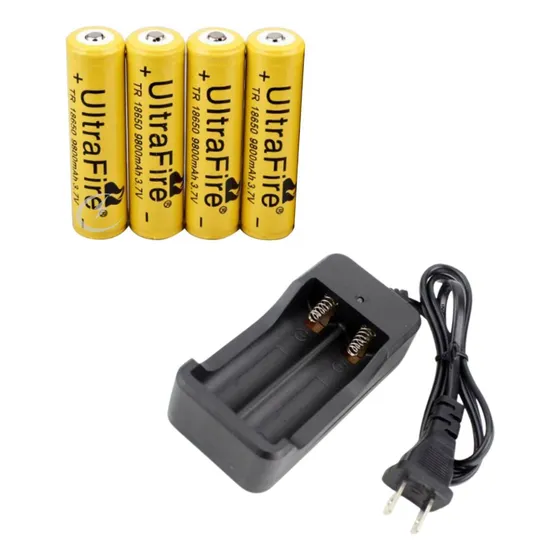 4 Baterías De Litio 18650 Recargables 3.7v 9800mah +cargador