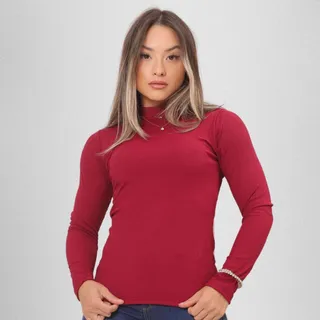 Blusa Feminina Segunda Pele Manga Longa Gola Alta Canelada Blusa Feminina Segunda Pele Manga Longa Gola Alta Canelada
