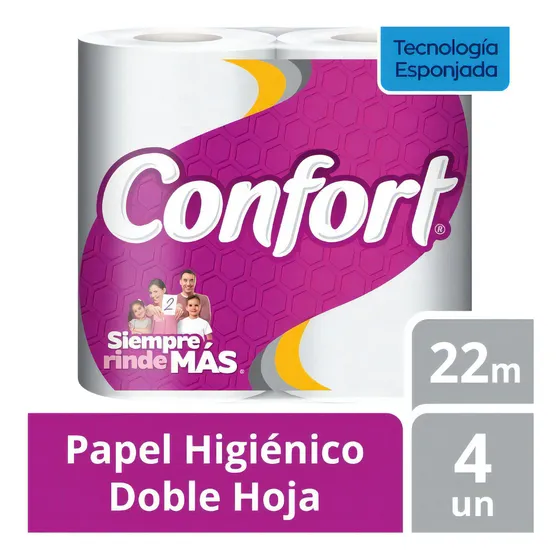 Papel Higiénico Confort Doble Hoja 4 Un De 22 M