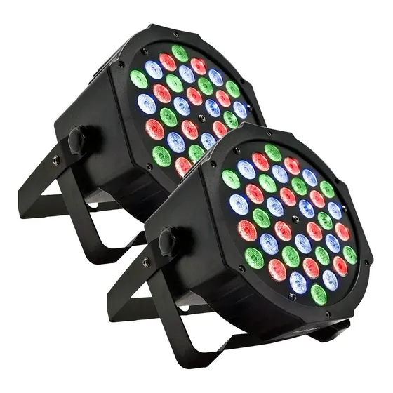 Kit 2 Canhão Refletor 36 Leds Par 64 Rgb 36w Dmx Iluminação Voltagem 127/220v