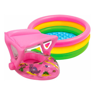 Boia Bote Com Coberta Inflável Infantil Baby Float Boia Bebe Boia Bote Com Coberta Inflável Infantil Baby Float Boia Bebe
