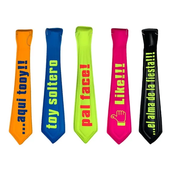 12 Corbata Frases Plastico Colores Mayoreo Fiesta