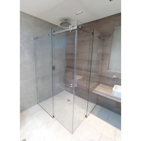 Puerta De Baño Euroshower Vidrio Y Acero
