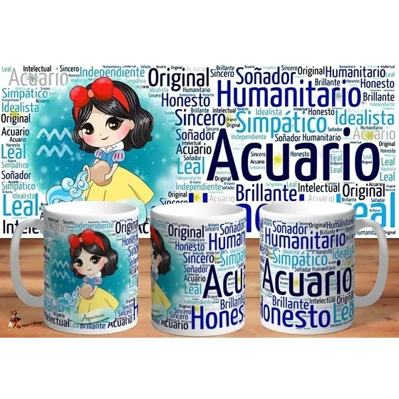 Taza De Ceramica Signo Del Zodiaco Princesas Acuario