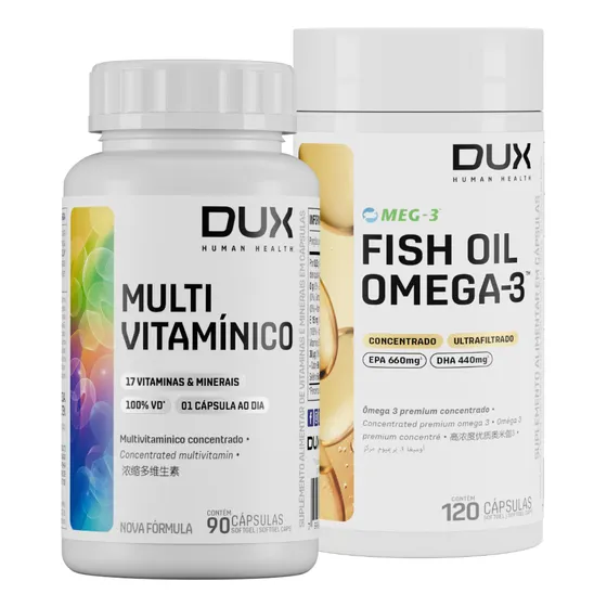Combo Ômega 3 120 Caps Multivitaminico 90 Caps Dux Nutrition
