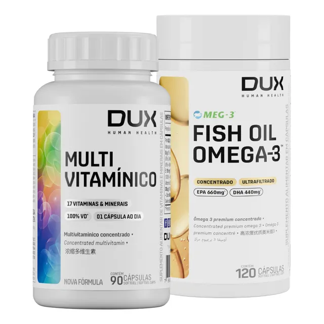 Combo Ômega 3 120 Caps Multivitaminico 90 Caps Dux Nutrition