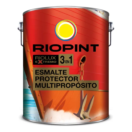 Esmalte Interior / Exterior 3 En 1 Antioxido Riopint X4 Negro Mate