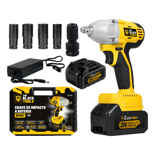 Chave De Impacto 1/2 Pol 430nm 21v Com Carregador Bivolt Chave De Impacto 1/2 Pol 430nm 21v Com Carregador Bivolt