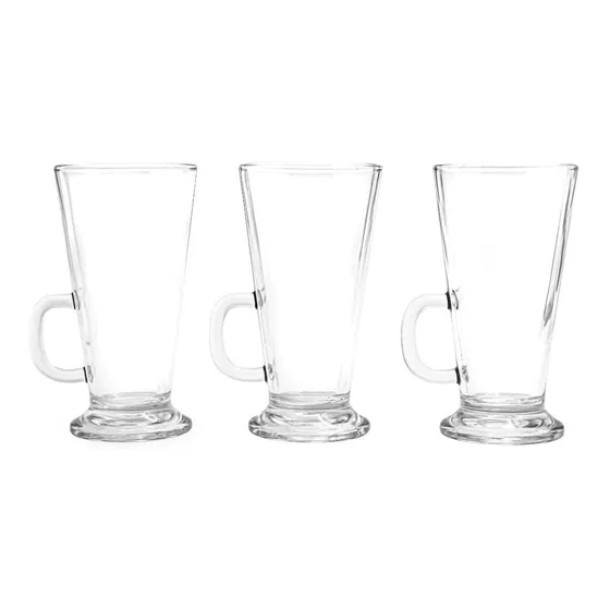 Juego De Jarros De Cafe X3 Vidrio Capuchino Submarino 280 Ml