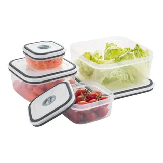Conjunto De Potes Herméticos De Plåstico Branco E Cinza Retangular Com 4 Unidades Electrolux Conjunto De Potes Herméticos De Plåstico Branco E Cinza Retangular Com 4 Unidades Electrolux