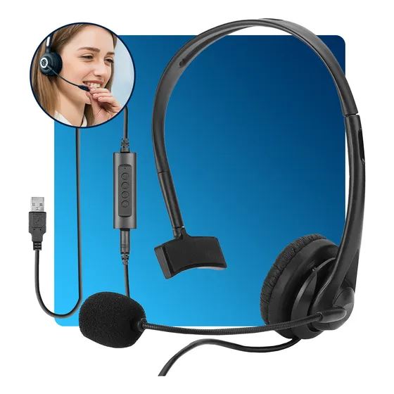 Fone De Ouvido Com Microfone Usb Heaset Call Center