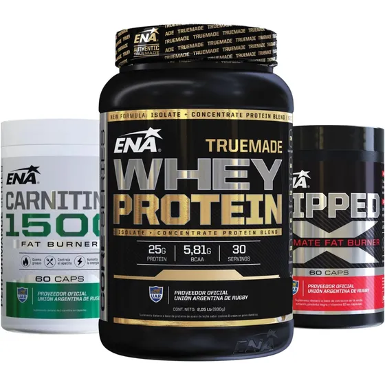 Proteína True Made Ena Sport + Ripped Burn + Carnitina Fat Burner Natural Plan Dieta Marcar Menos Grasa Abdominal