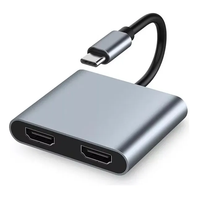 Adaptador Hub Usb Tipo C, Splitter, Extensor Hdmi Dual 4k