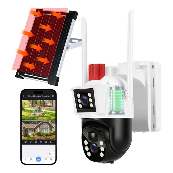 Câmera De Segurança Solar Wifi Ip Prova D'água 12mp Ultra Hd