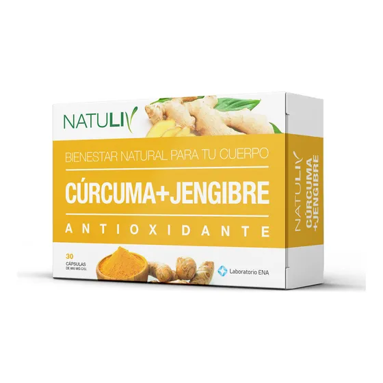 Curcuma + Jengibre X 30 Caps. Natuliv Con Vitamina C Sabor Sin sabor
