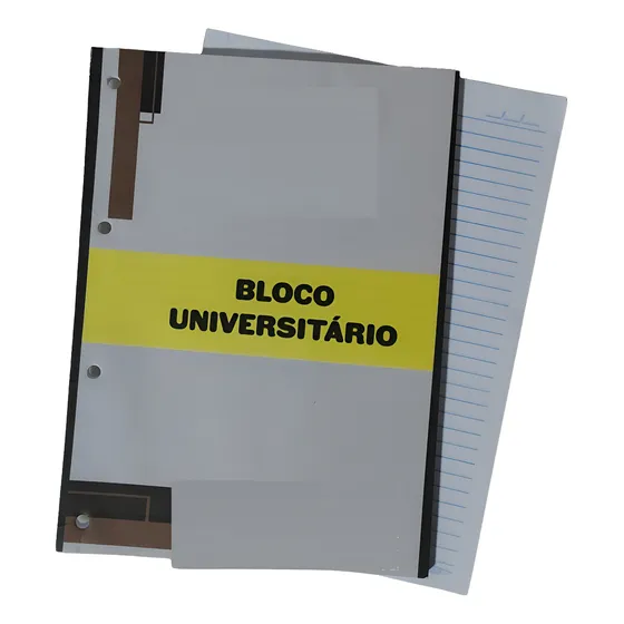 Folha Fichário Bloco Com 192 Folhas Coladas Refil 4 Furos