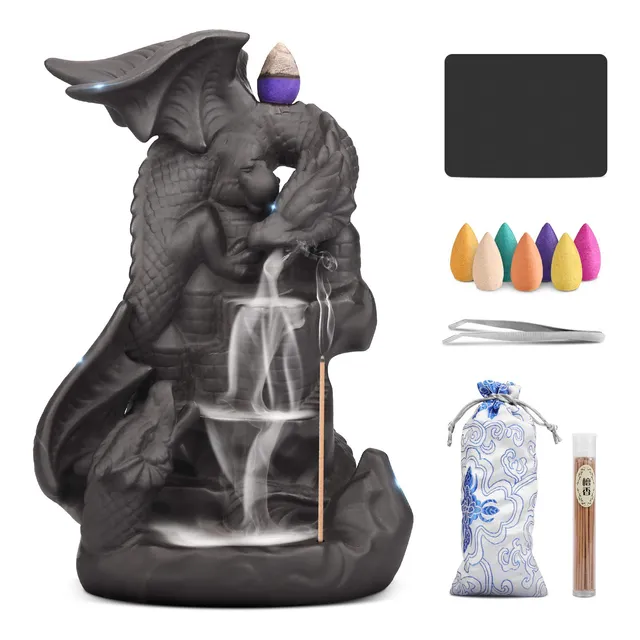 Quemador Incienso Diseño Dragon Decoracion 60 Cono 50 1