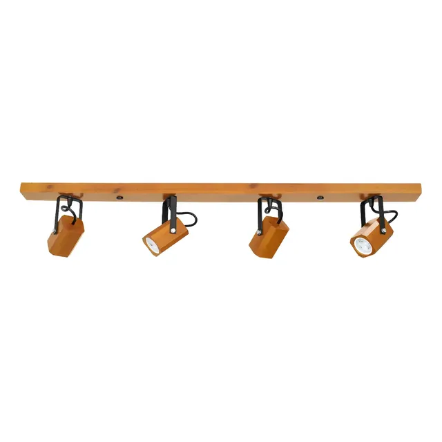 Trilho De Madeira Com 4 Spots Led 20w Decorativo