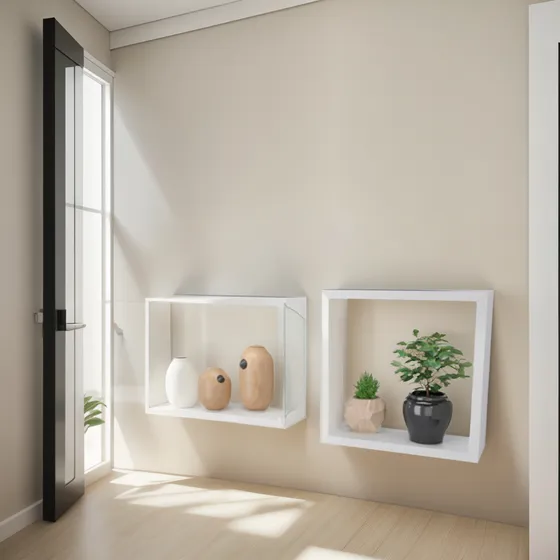 Estante Flotante Repisa Madera Cubos X3 Decoracion Mdf