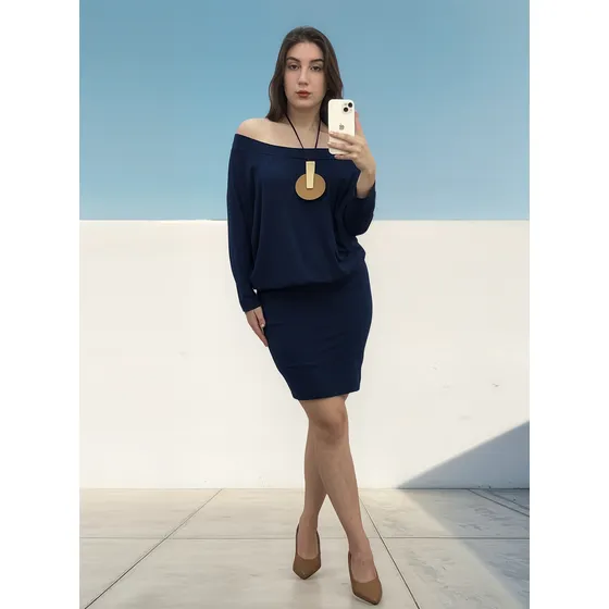 Vestido Decote Ombro A Ombro Em Viscolycra 