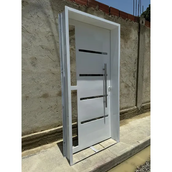 Puertas Principales Doble Emtamborada Con Manillon Y Vidrios
