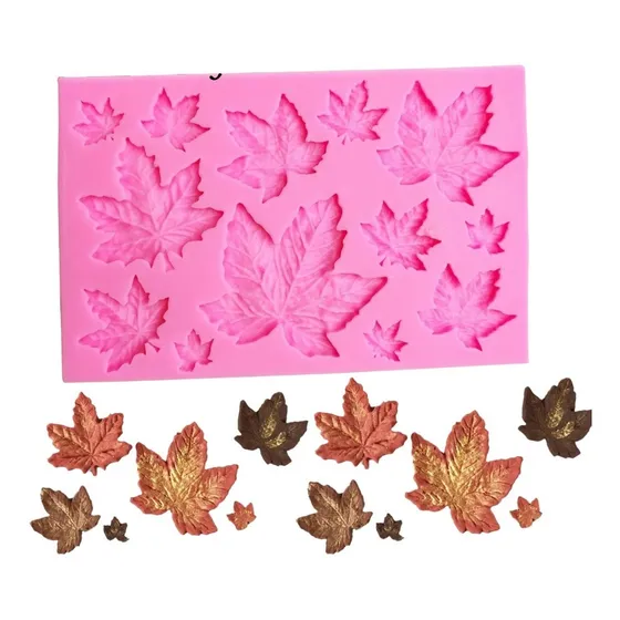 Molde De Silicona Hojas De Otoño Arcilla Polimérica, Fondant