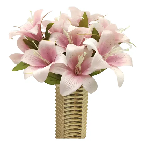 Lírio Artificial Galho Buque Com 5 Flor Diversas Cores