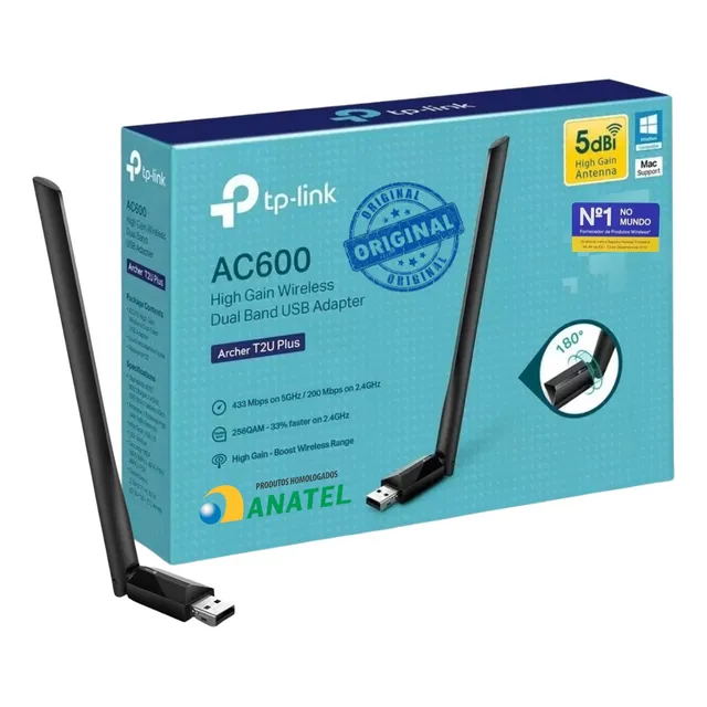 Adaptador Rede Wi-fi Tp-link Archer T2u Plus Dual Band 5ghz