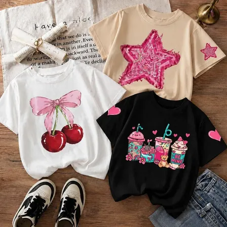 Kit 3 Camisetas Infantis T-shirt Modinha Blogueira Luxo