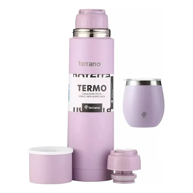 Set Termo Terrano 750ml + Mate Acero Trad  + Bombill De Rega