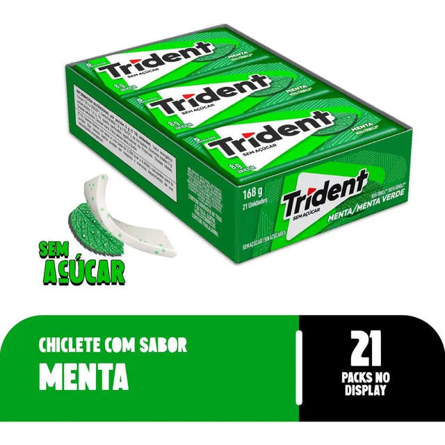 Display Chiclete Trident Menta Com 21 Unidades 8g Cada Mondelez