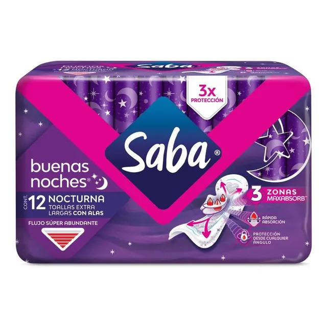 Toallas Femeninas Saba Buenas Noches con Alas 12 Toallas