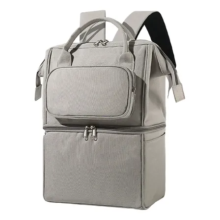 Bolsa Mochila Maternidade Bebê Grande Impermeável Multifuncional Térmica Com Porta Mamadeira Organizador Viagem Passeio 17l Cor Cinza