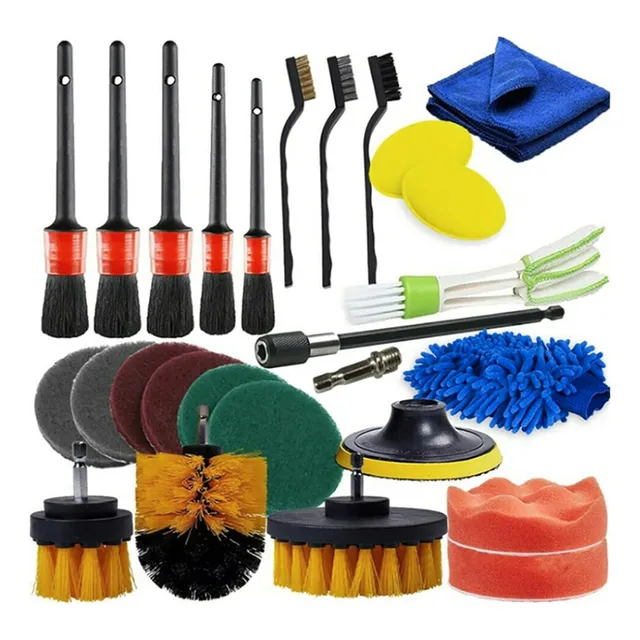 Kit Limpieza Cepillos Lavaderos Auto Limpia 27 Piezas