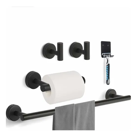 Kit Accesorios Para Baños Negro Mate Acero Inoxidable 