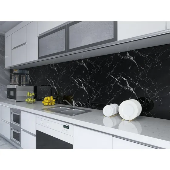 Vinilo Simil Marmol Autoadhesivo Ancho 60cm X 5.00m Color Negro