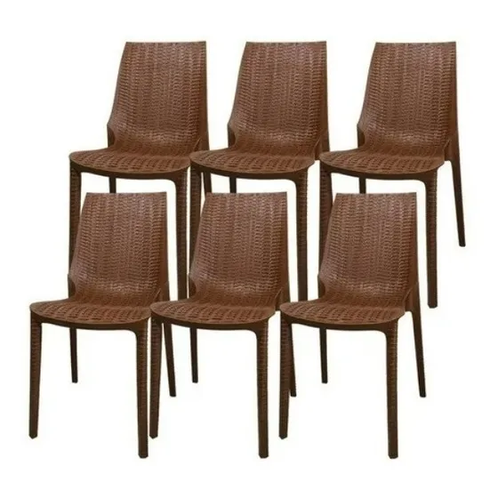 Sillas Plasticas Reforzada Jardin Simil Ratan Harmony Pack 6 Color Chocolate